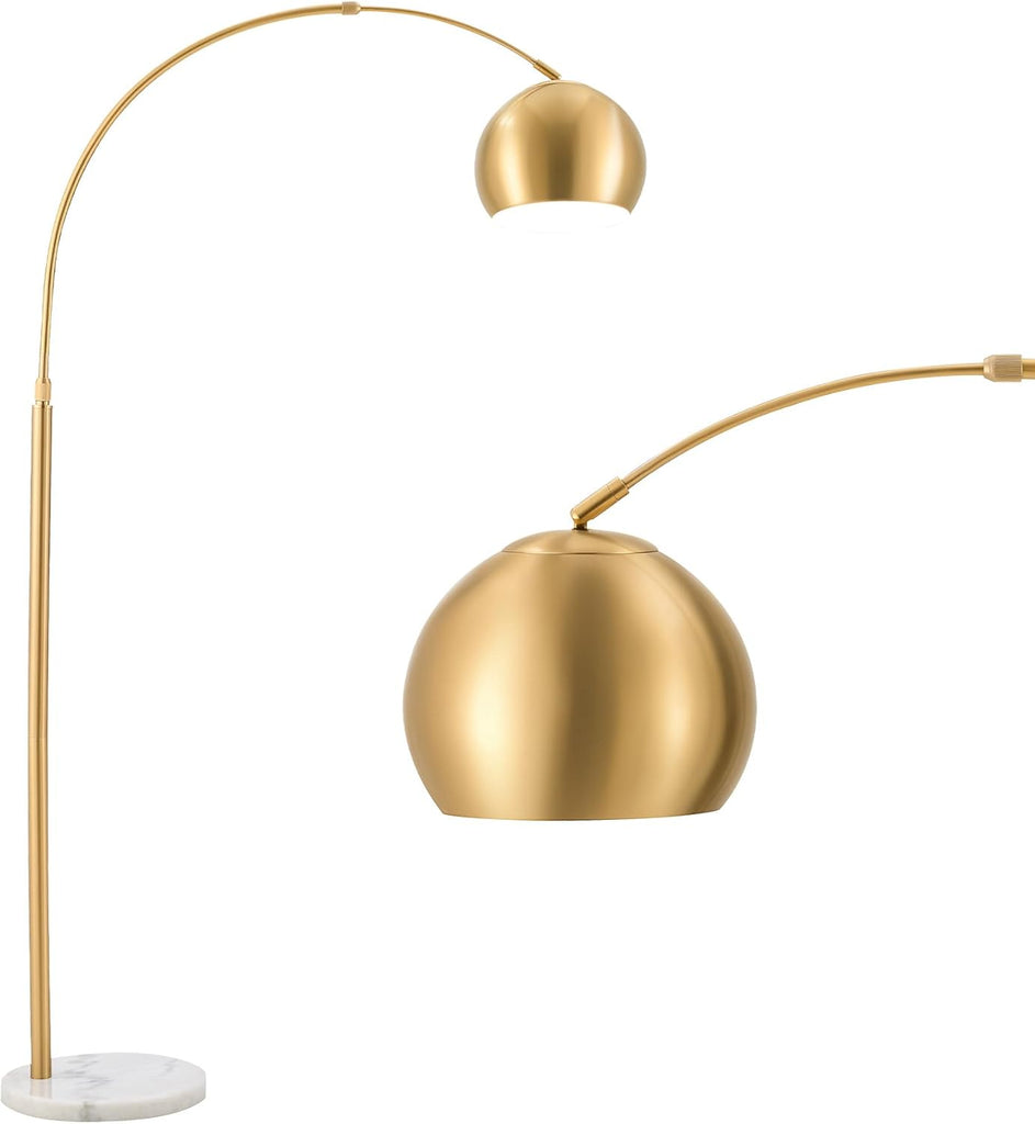 69" Modern Arc Floor Lamp, Gold Standing Light with Adjustable Metal Shade and Marble Base, LED Bulb Included