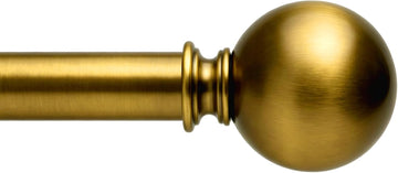Brass Curtain Rods for Windows 18 to 45 inches, 1 Inch Modern Metal Drapery Rods, Adjustable Heavy Duty Curtain Pole