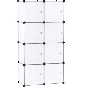 8-Cube Storage Organizer with Door Cube Shelf Closet Cabinet White