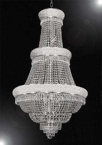 French Empire Crystal Chandelier Lighting H50" X W30" - Perfect For An Entryway Or Foyer - A500-Silver/448/21