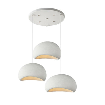 Modern Pendant Light 3-Lights Matte White Dining Room Hanging Lamp Base Japanese Wabi-Sabi Style Chandelier Ceiling
