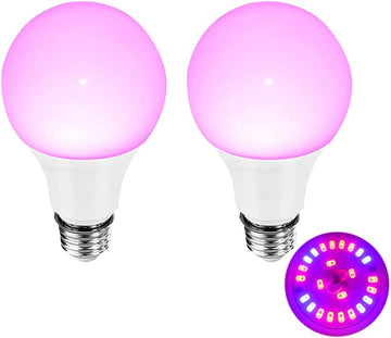 Grow Light Bulbs for Indoor Plants - Full Spectrum E26 A19 LED Lamp Bulb 12W - Balanced Spectrum 5000K with Red &