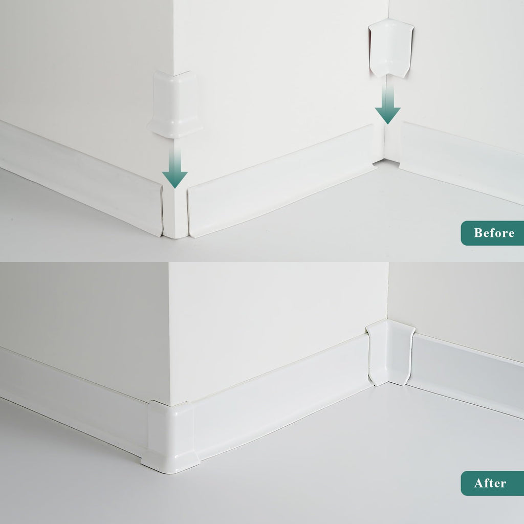 Baseboard Corner Protector, Self Adhesive 2.1inch(Width)3 Inside + 3 Outside Corners-Connector Between The Wall Base