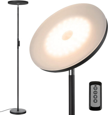 Floor Lamp,30W/2400LM Sky LED Modern Torchiere 3 Color Temperatures Super Bright-Tall Standing Pole 