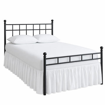 Ruffle/Gathering Bed Skirt Genuine Poly Cotton Bed Wrap with Platform (+15 Inch Drop)- Easy Fit Gathered Style 3