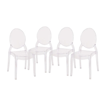 Resin Indoor/Outdoor Ghost Chair, Transparent, 4-Pack