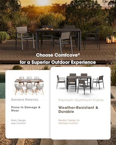 7-Piece Aluminum Outdoor Patio Furniture Set - Dining | Charcoal All-Weather Resistant for Patio, Garden & Porch