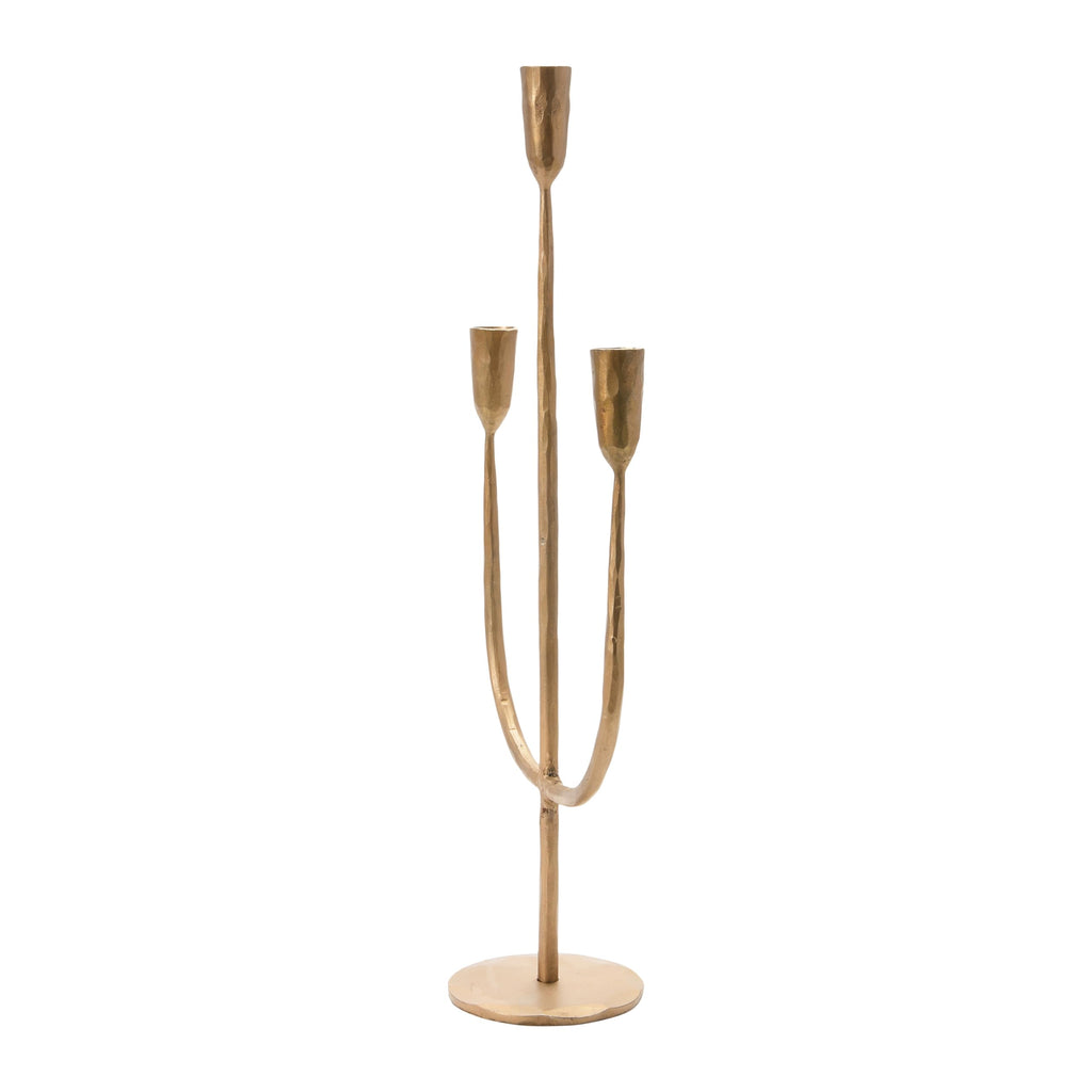 Hand-Forged Metal Candelabra, Antique Brass Finish