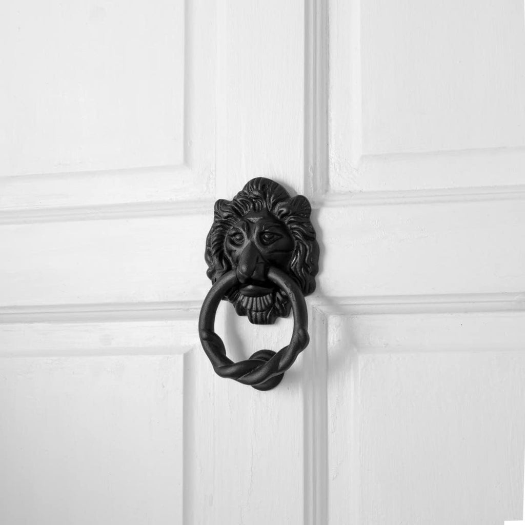 Cast Iron Lion Door Knocker Black Finish 6.25" Front Entry Hardware