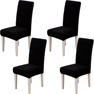 Soft Velvet Dining Chair Covers Set of 4 Pack Velvet Slipcovers Chairs Cover Stretch Slipcover, Black