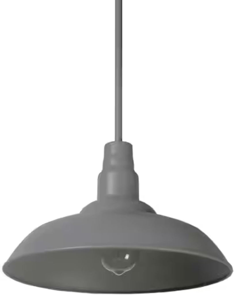 Outdoor Mini Pendant Light - Grey Shade, Rustic/Industrial Downlight