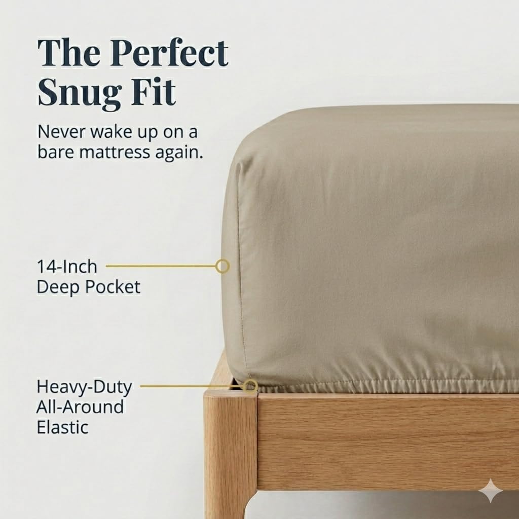400 Thread Count 100% Egyptian Cotton King Size Sheets Set, Deep Pocket Cooling Bed Sheets, Luxury Sateen Breathable