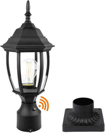 Dusk to Dawn Outdoor Post Light Hardwired 120V, Waterproof Aluminum Pole Light Fixture with Pier Mount Base