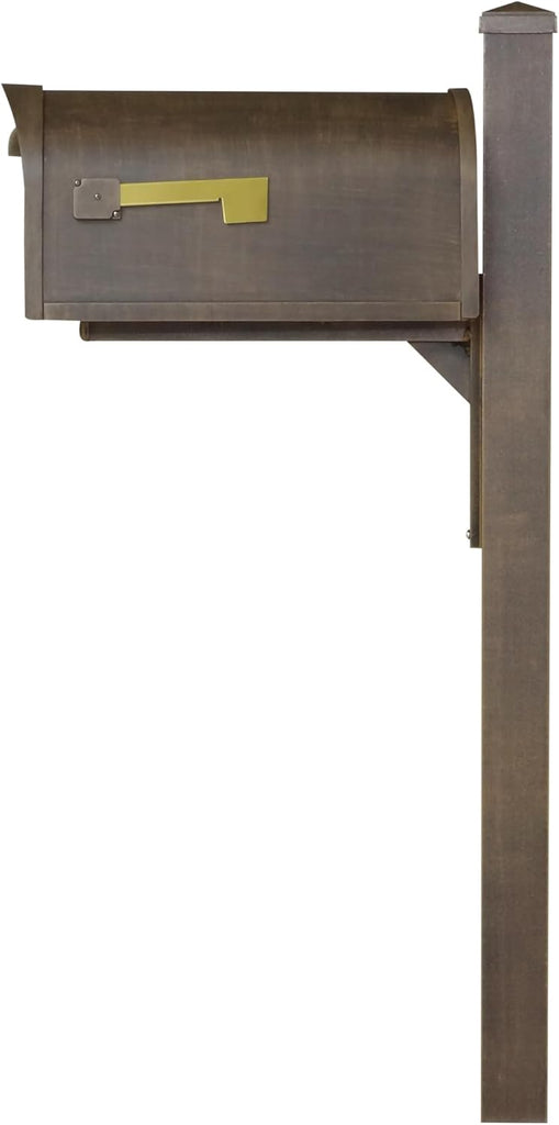 Classic Curbside Mailbox with Wellington Post - Copper Aluminum Mailbox with Post