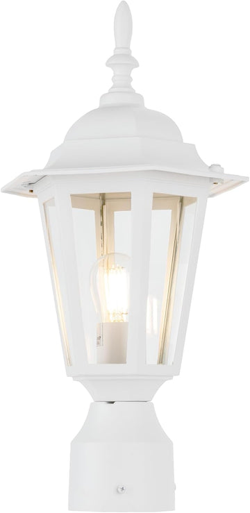 16 Inch Outdoor Lamp Post Light Fixture, Exterior Pole Lantern with Clear Glass