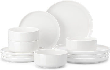 Plates and Bowls Sets, 12 Pieces Porcelain Dinnerware Sets Dishware Sets Chip Resistant Ceramic Dish Set Dining Dinner