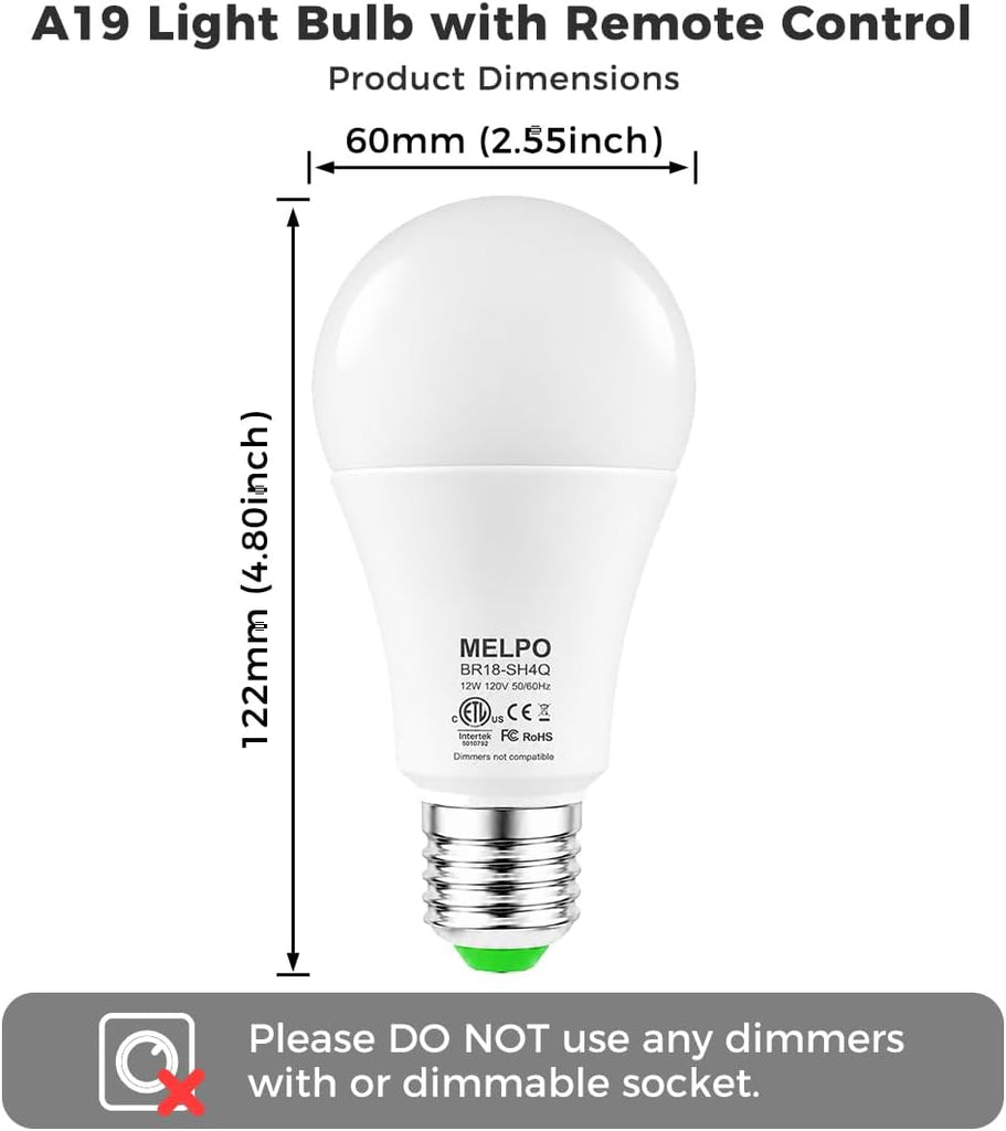 Led Light Bulb, 12W, 120 Watt Equivalent, 2700K/4500K/5700K 3CCT, 9 RGB Colors, Color Changing Light Bulb with Remote (4 Pack)