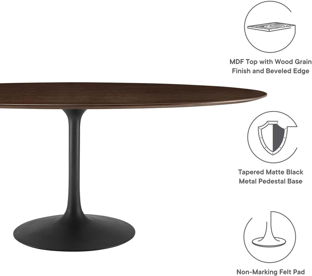 Inspired Saarinen Style Tulip Oval Pedestal Dining Table — Black Cherry Walnut, 78″ Oval