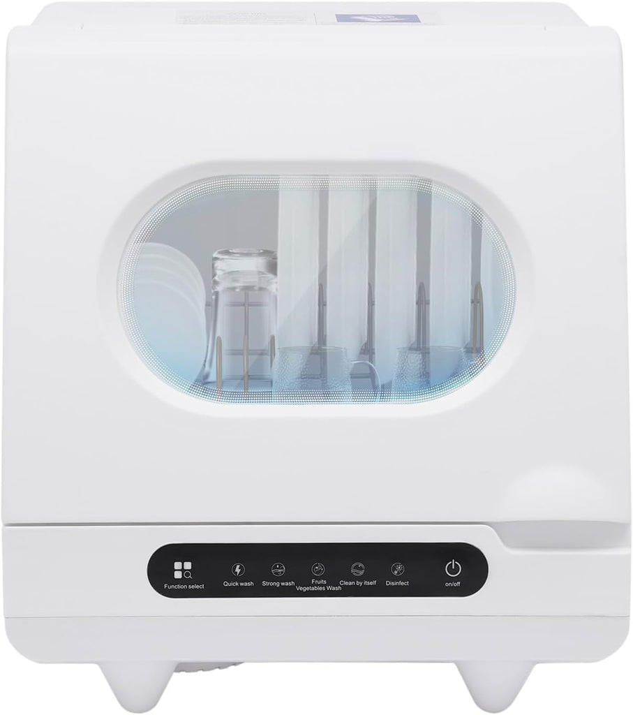 Portable Dishwasher Countertop 6 Place Settings Compact 15.6x15.4x16.9in 5 Functions 161.6°F 55dB Quiet 1.32Gal Water