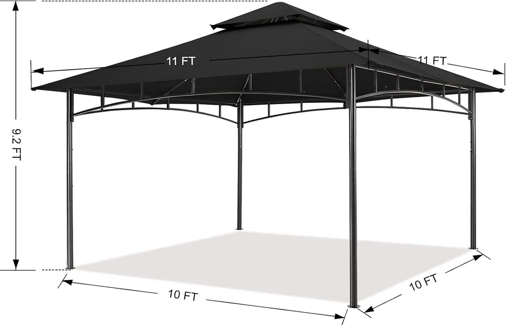 Outdoor Garden Gazebo for Patios with Stable Steel Frame (11x11, Black)