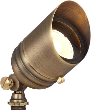 Fat Boy 12V Brass Outdoor Spotlight (Bronze) with 5W 2700K Warm White 400 Lumen MR16 LED Bulb for Low Voltage