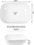 Vessel Sink Bowl Above Counter, QISHKA 18.3" x 13" Ceramic Oval Modern Bathroom Sink White Vanity Sink Lavatory Art