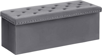 Storage Ottoman Bench, Folding Tufted Ottomans with Storage, Extra Large 140L Storage Boxes Footrest Bench , Luxury