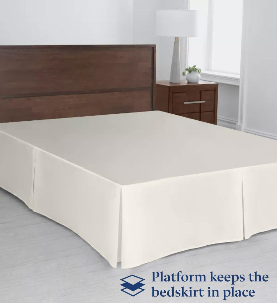 Luxury Pleated Queen Bed-Skirts with Split Corners - 12" Drop, Easy Fit, 800TC Egyptian Cotton, Box Pleated Dust