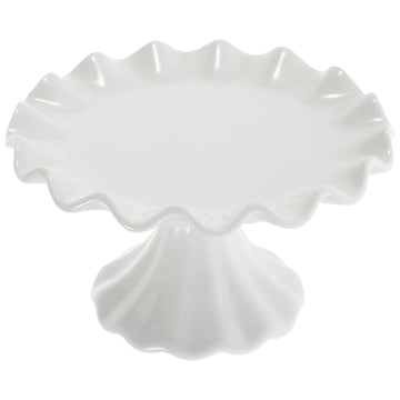 Ceramic Cake Stand Decorative Pedestal Dessert Display Plate with Scalloped Edge 5.70 X 5.70 X 3.54 in for Cupcakes