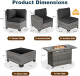 7-Piece Wicker Outdoor Patio Furniture Set - Fire Pit | Black for Backyard, Garden & Porch