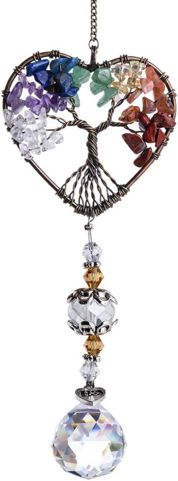 Tree of Life Heart Crystal Ball Prism Suncatcher Pendant Decor - Tree of Life Heart Shaped Crystal Ball Prism Pendant