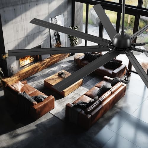 96" Ceiling Fan with LED Light and Remote - Black