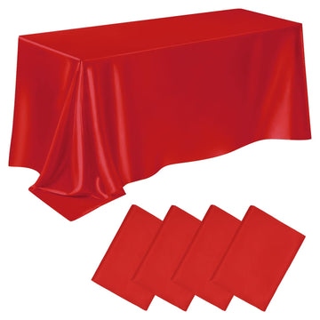 4 Packs Satin Rectangle Tablecloth 58 x 102 Inch, Stain and Wrinkle Resistant Washable Table Cover Smooth Fabric