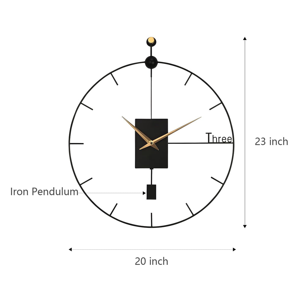 Large Wall Clock Living Room Decor 23"Modern Wall Clock with Swing Pendulum