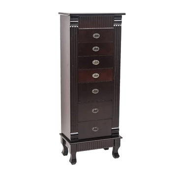 Jewelry Armoire Cabinet with Flip Top Mirror and Compartments - Large Standing Jewelry Chest - Wooden Jewelry Storage
