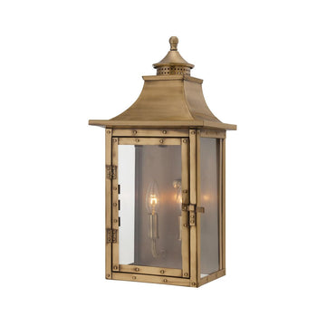 St. Charles Collection 2-Light Wall Mount Outdoor Light Fixture, Aged Brass