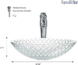 Tempered Deco Glass Luxuryhome Bathroom Sink in Crystal engraving Elegant | Top Mount Basin | Vanity Countertop Sink