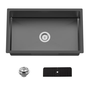 Black 30x18In Undermount, Stainless Steel, Single Bowl