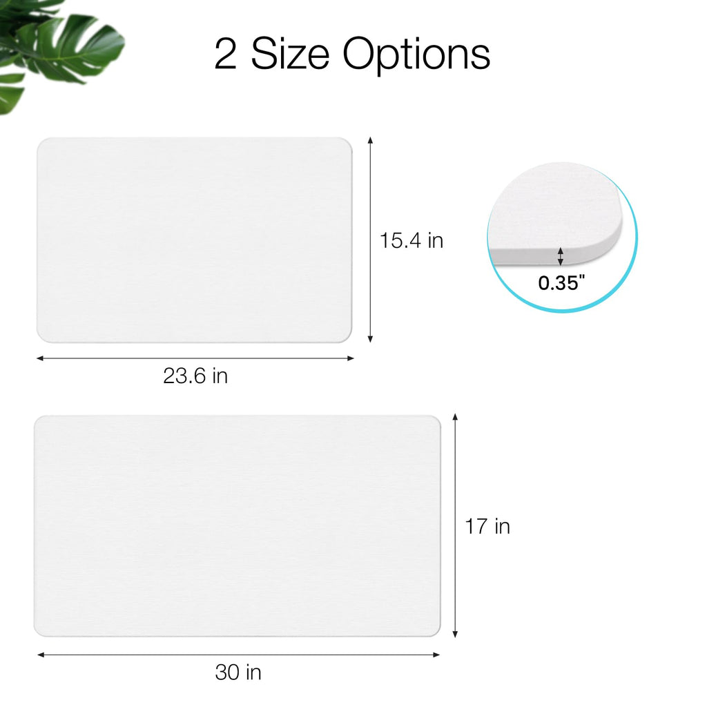 Large Fast Drying Diatomite Stone Bath Mat, 30" x 17" White