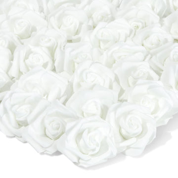 White Flowers Artificial Roses - Artificial Flowers for Wedding Decor & Centerpiece Table Decorations - 100-Pack, 3