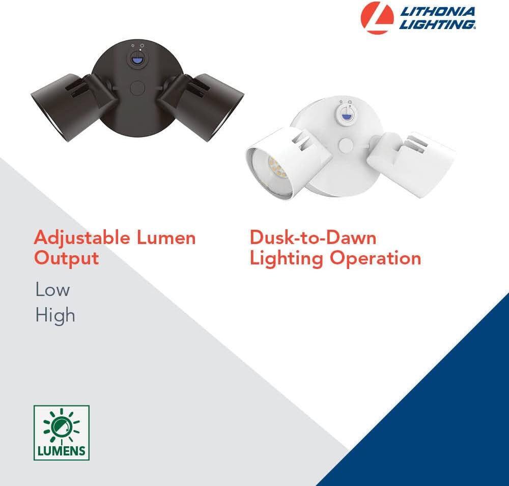 HomeGuard 2-Light LED Outdoor Flood Lights, Dusk to Dawn | Dark Bronze Outdoor LED Lights, Adjustable Lumens, 4000K
