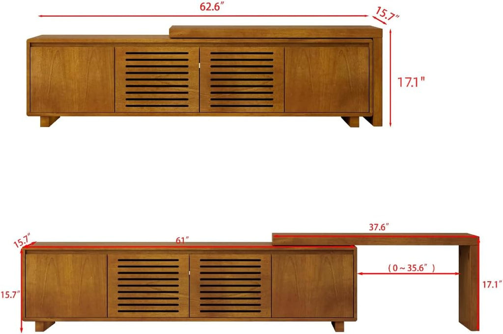 Mid Century Modern TV Stand,Extendable Entertainment Center for 65/70/75/80 Inch TV,Media Console for Living