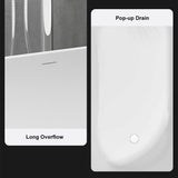 Japanese Soaking Bathtub 47'' Oblique Freestanding Tub Stone Resin Deep Soaking Bathtub in Matte White