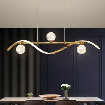 40.2" Dimmable Kitchen Island Lighting, Gold 4-Light Dining Room Light Fixture Over Table Linear LED Chandelier