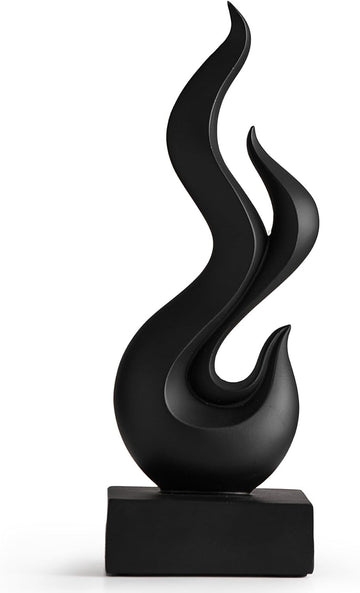 Abstract Art Table Decoration, Gold Decor Flame Statue Home, Black Shelf Decor Accents, Abstract Art Resin Sculpture