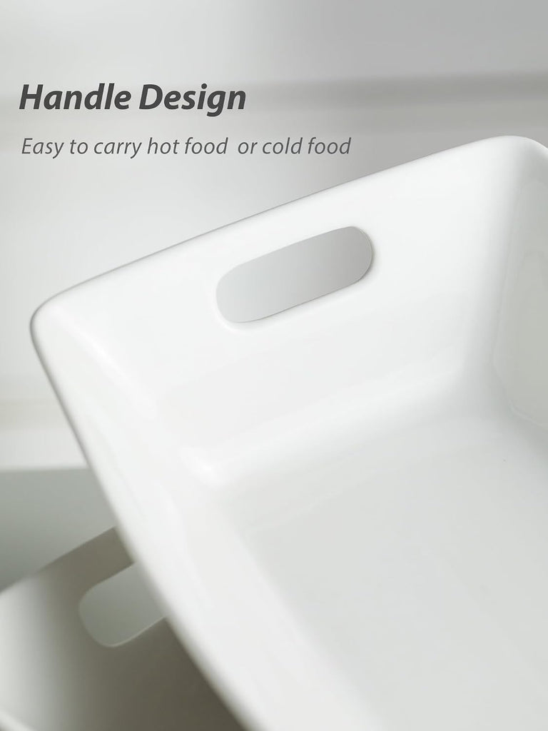 Large Serving Bowls with Handles, Serving Dishes For Entertaining | White Serving Dishes, 1.5 Quarts Ceramic Bowl Set