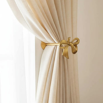 Brass Curtain Holdbacks (2 Pack) Gold Curtain Tieback Curtain Holders Backs Wall Hooks Pull Backs for Wall Mounted