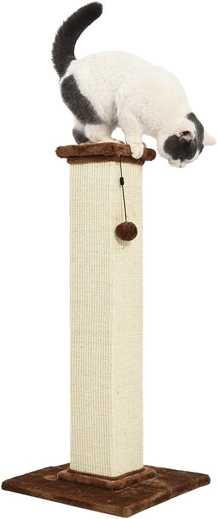Sturdy Cat Scratching Post for Indoor Cats & Kittens, Classic Single Post with Sisal Rope, Jute Fiber, Wood Base