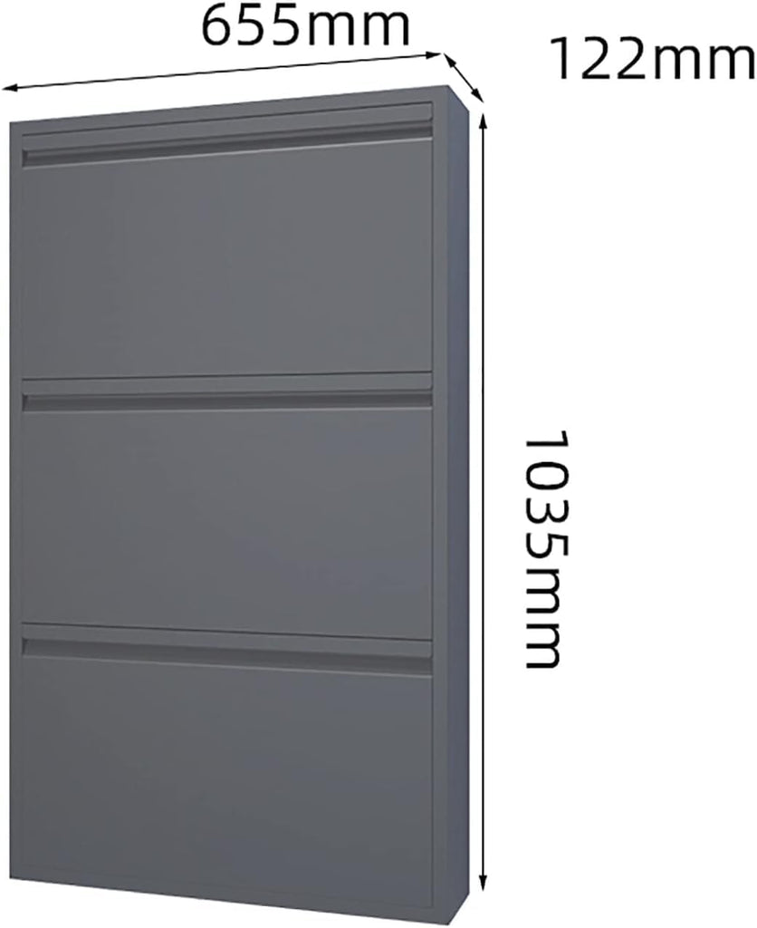 Shoe Organizers Wall-Mounted Shoe Rack 12cm Ultra-Thin Shoe Cabinet, Home Steel Large-Capacity Tumbler Cabinet