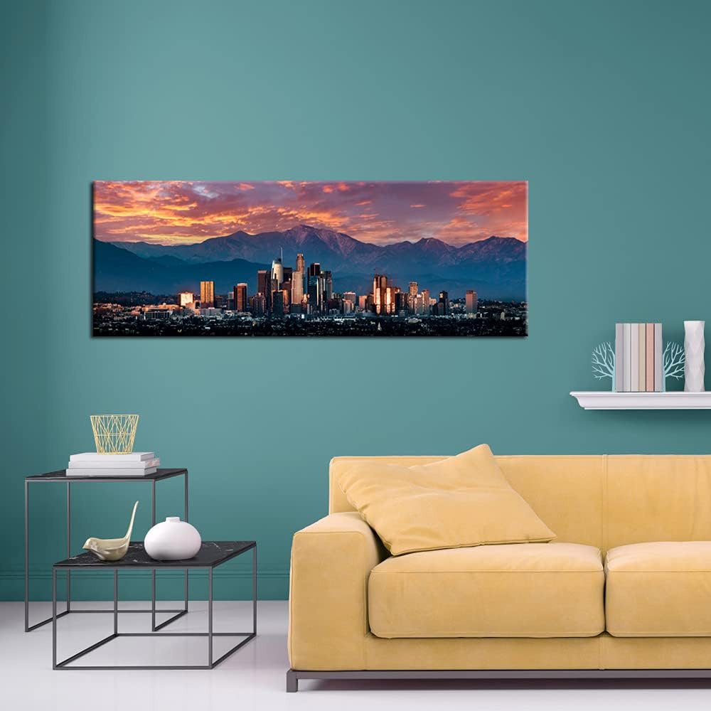 Cityscape Canvas Wall Art California in Sunrise Poster Artwork Canvas Prints USA Famous Landmark Art Wall Decor